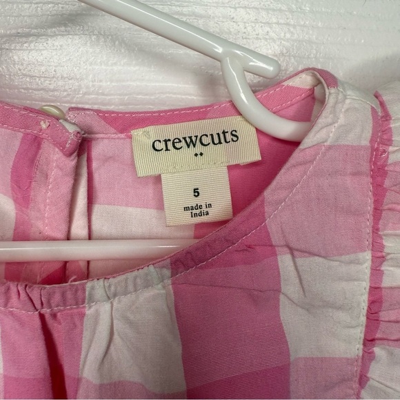Crewcuts Pink and White Gingham Dress with Embroidered Ruffles Girls Size 5 EUC - Picture 3 of 8